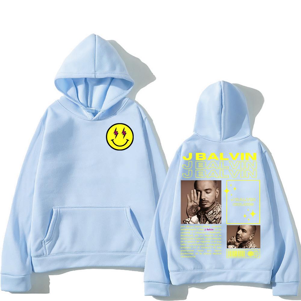 J Balvin Vintage Klasická Mikina Móda Hip Hop Pánská Dámská Mikiny Ležérní Flísová High Street Pulovry Y2K Ležérní Oblečení