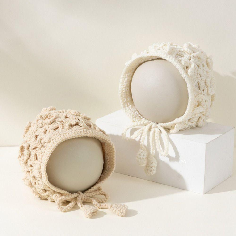 Ear Protection Autumn Winter Hat Solid Color Kids Cap Vintage Hand Knitted Hat Girl