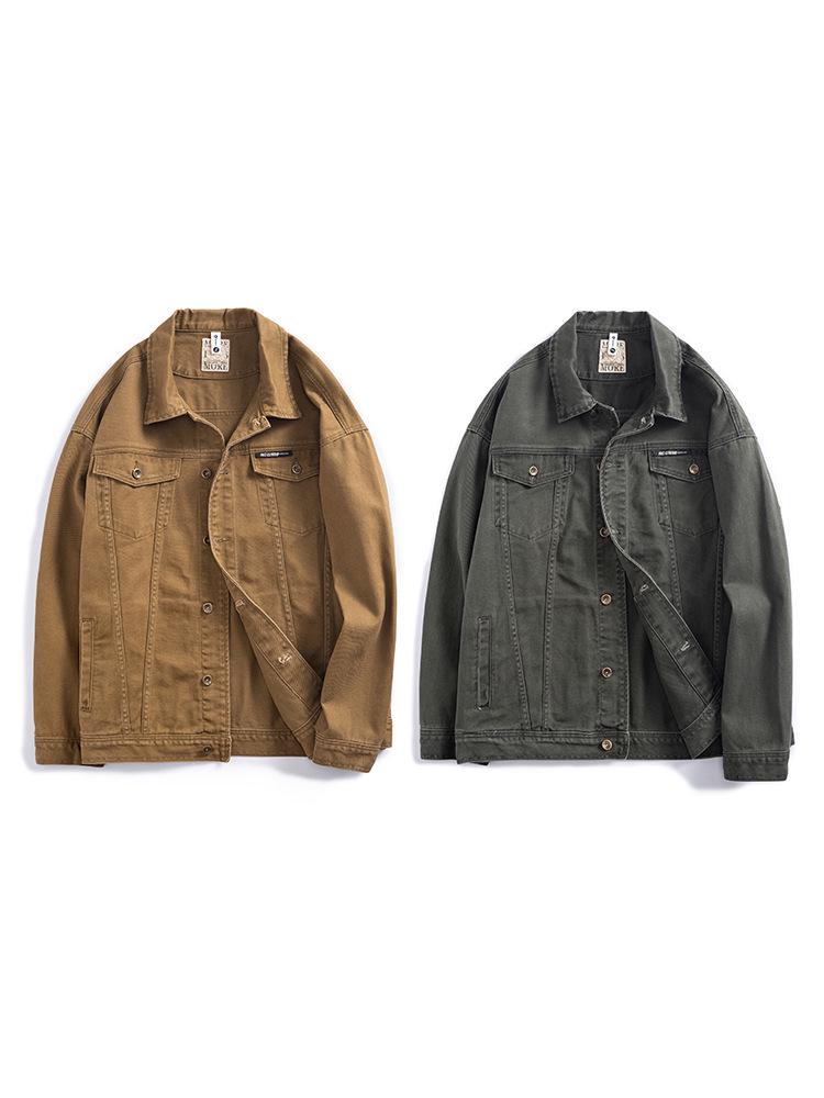 Z0602 Plus Size Men's Retro Washed Denim Workwear Jacket - Autumn Collection