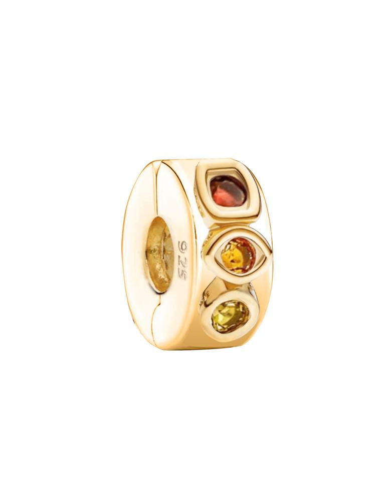 Copper Hollow Out Double Heart Starry Energy Stone Pendant Charm Ball Suitable For Bracelets Diy Women'S Jewelry