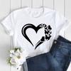 Butterfly Love Heart Print T Shirt Women Fashion Black T Shirt Female Short Sleeve Cute Graphic Tee Shirts Ladies Summer Tops