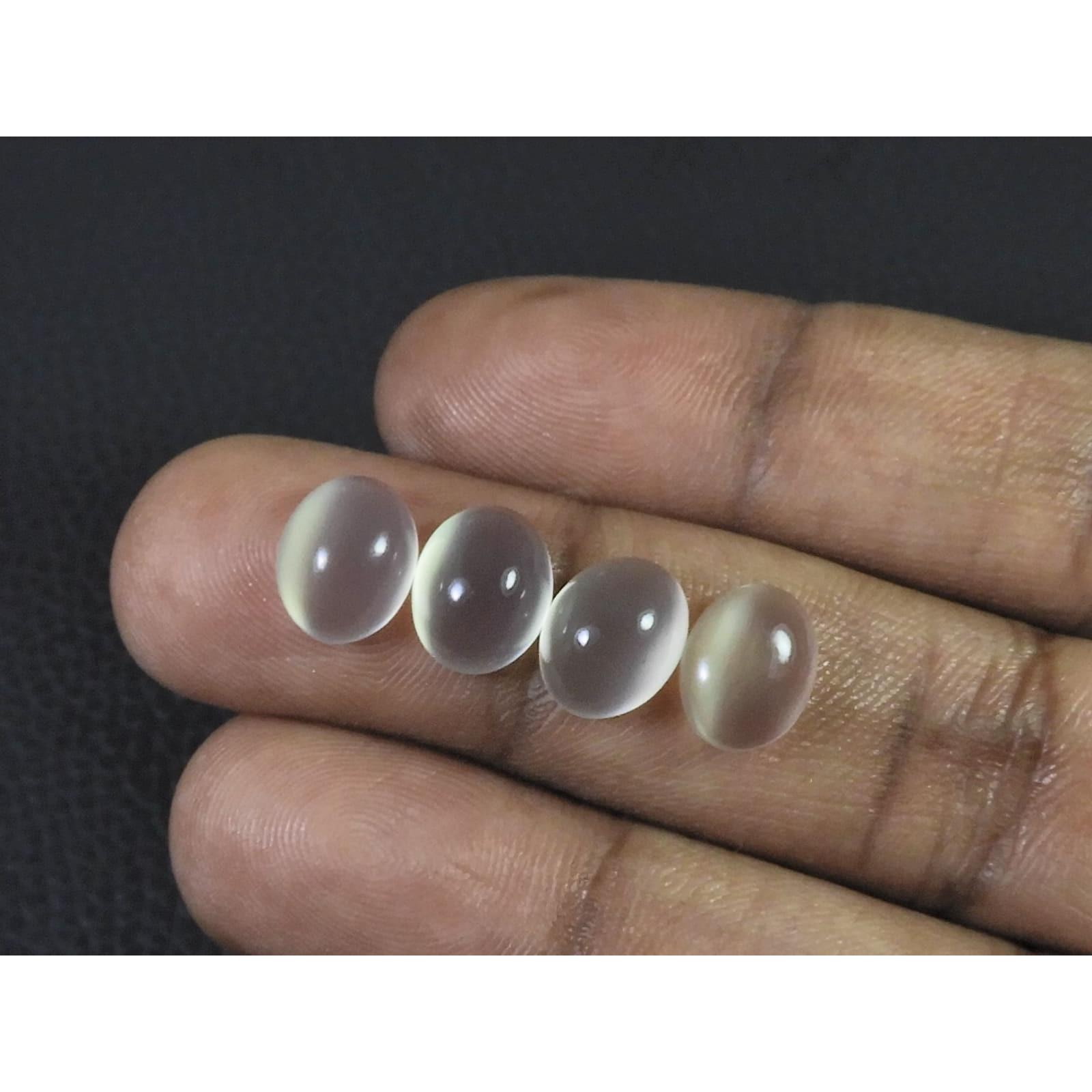 11Cts. Natural Rose Quartz Oval Cabochon Loose Gemstone 4Pcs Lot 7X10-8X10MM C-1833