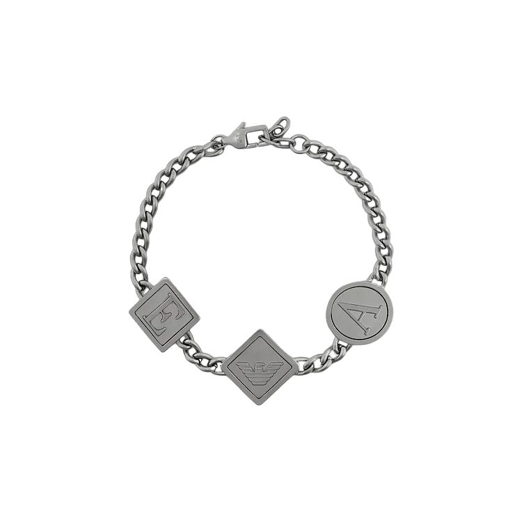 Emporio Armani Logo Engraved Stainless Steel Bracelet Unisex Bracelets Silver EGS3071040_NLP1_NLC F,Silver