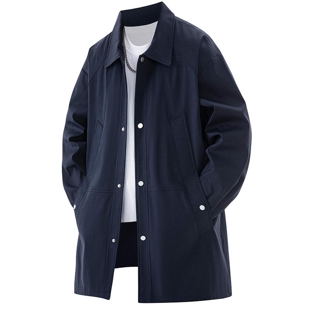 Men In The Long Trench Coat Large Size New American Casual Coat Loose Coat
