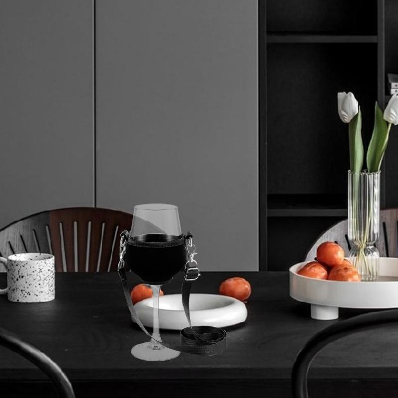 5Pcs Wine Glass Neck Holder Neoprene Sleeve Adjustable Wine Glass Lanyards Drink Holder with Neck Strap Easy To Use