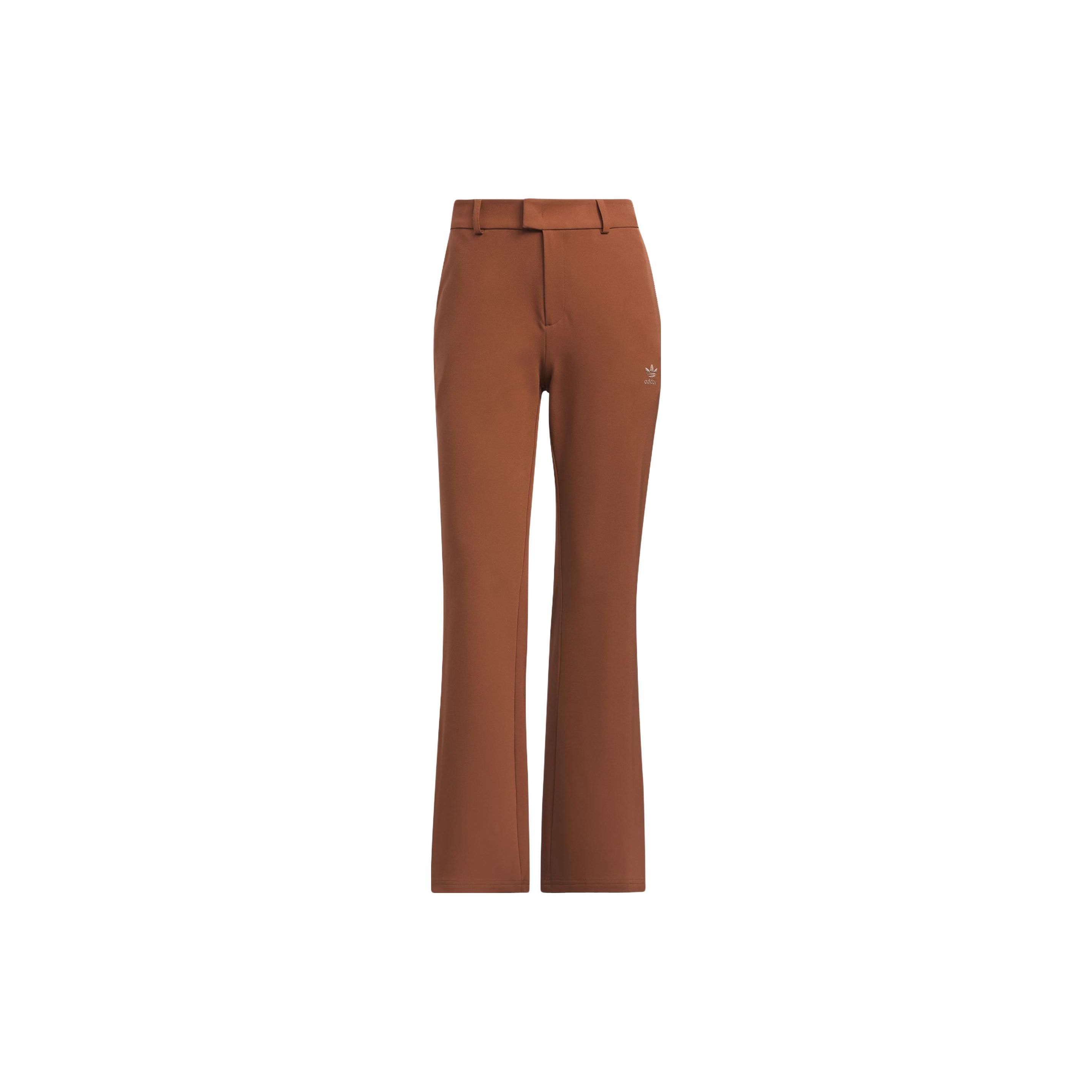 

Adidas Originals Three Stripes Trousers Solid Color Logo Split Hem Knit Sports Pants Women bottoms Brown IN1037 A42