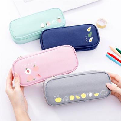 Pen Case Large Capacity Dust-proof Stationery Oxford Cloth Fruit Print Pencil Case for Daily Use
