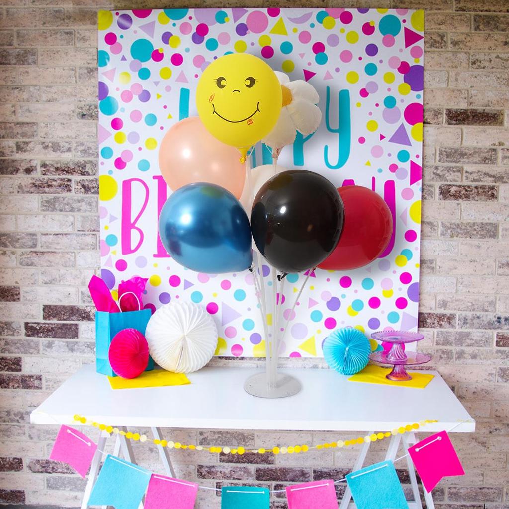 Balloon Column Base with Assorted Shaped Balloons - Aluminum Film & Latex for Decorative Layouts & Floating Crystal Table Displays