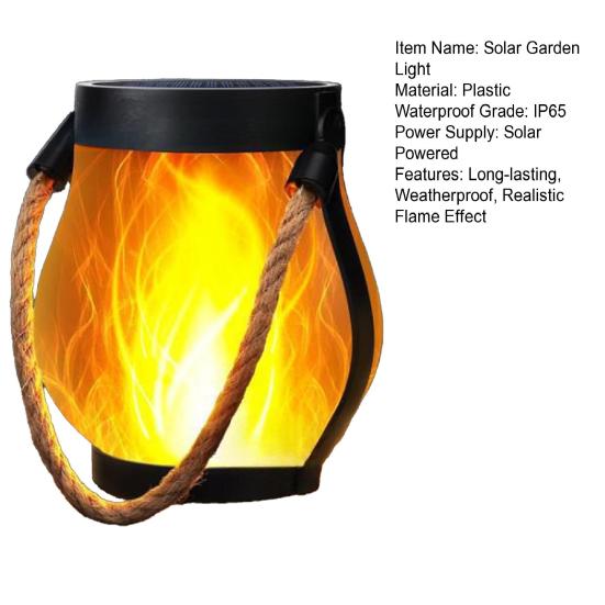 Dancing Flame Lantern Solar Garden Light Waterproof Flickering Flame Lantern USB And Solar Charging Outdoor Light for Porch Yard Patio Decor