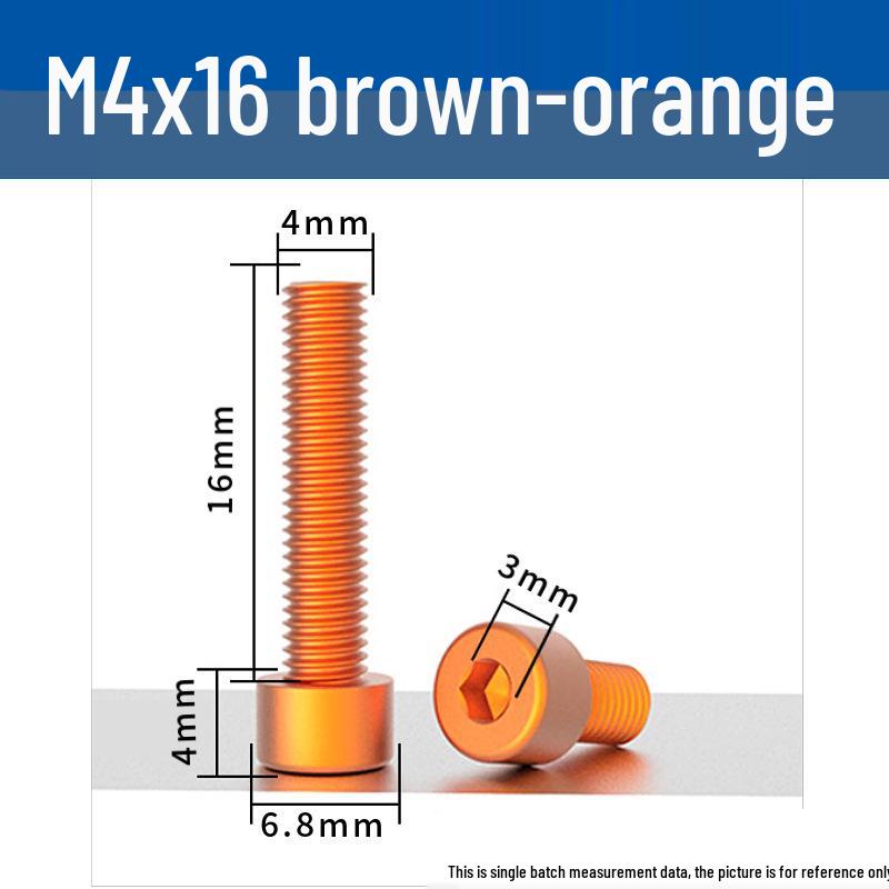 Šroub s vnitřním šestihranem M4 z eloxované hliníkové slitiny s válcovou zápustnou hlavou, antikorozní, barevná povrchová úprava.