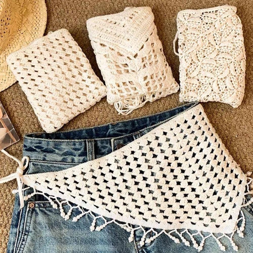 Handwoven Fringe Waistband Hollow-Out Trim Butt Curtain Jeans New Waist Hip Wrap  Fashion Accessory