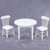 1:12 Wooden DOLLHOUSE Miniature Furniture Kitchen 3-piece Set White Mini Round Table and Chair Small Dining Chair