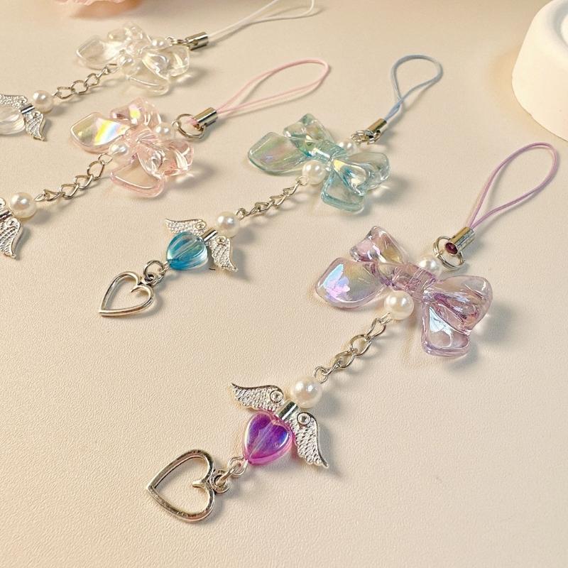 Elegant Heart Phone Lanyard Charm Aesthetic Accessory Wallet Adornment Phone Embellishment Suitable for Backpack Key