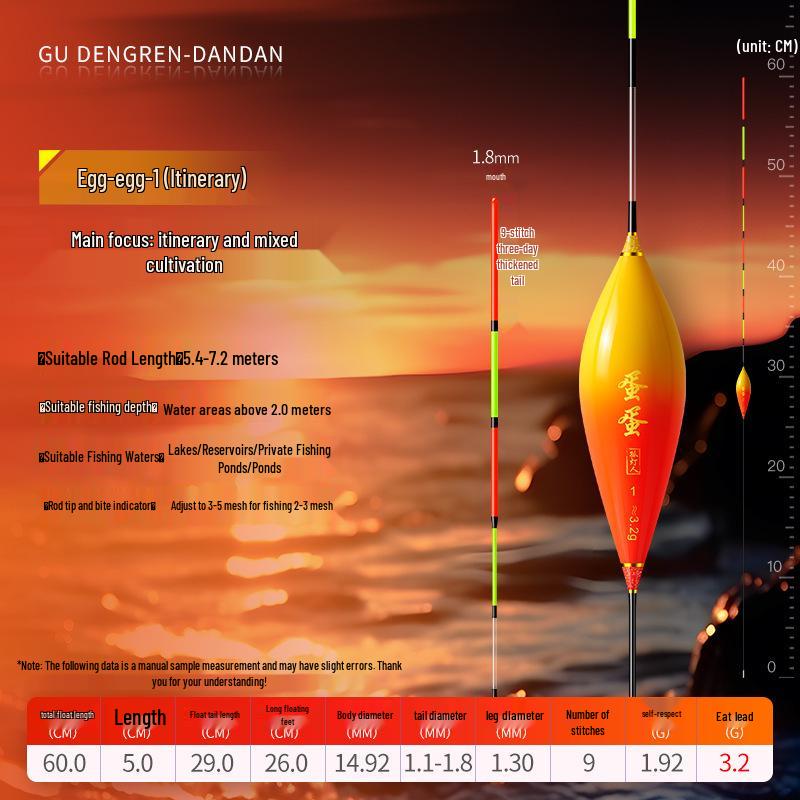 Windproof, Wave-Resistant Crystal Tail Fishing Float for Grass and Crucian Carp - Anti-Drift Design