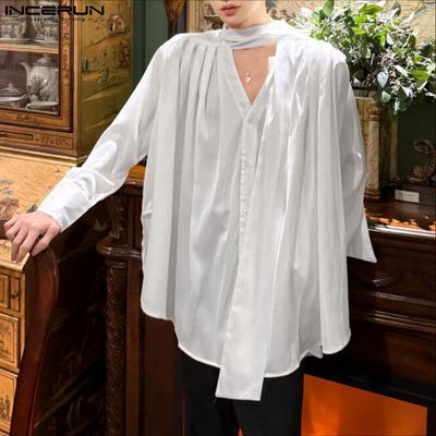S-5XL Men Casual Lapel Neck Long Sleeve Buttons Up Oversized Shirts Tops