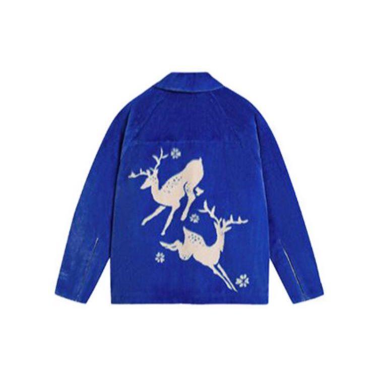 Li Ning Logo Print Solid Color Zipper Loose Jacket Women Jacket Bright-Blue AFDSB44-1