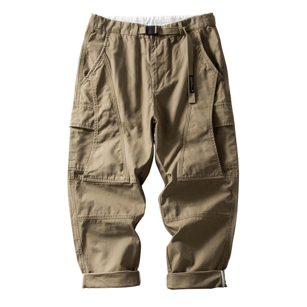 Herren Retro Japanische Mehrfach-Taschen Tapered Overalls - Schwergewichtige Freizeit-Hosen für Frühling und Herbst