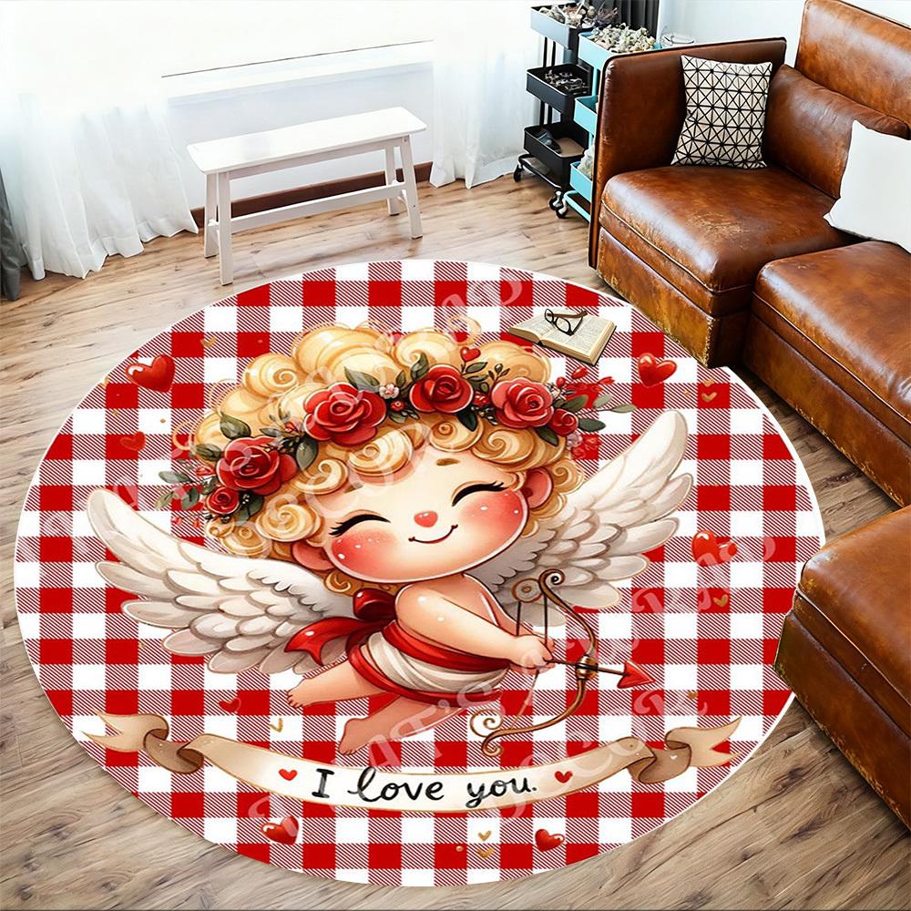 1PC Cupid I love you Office Round Area Rug, Under Office Chairs Bedroom Living Room Home Decor,Carpet for Office, -1110268