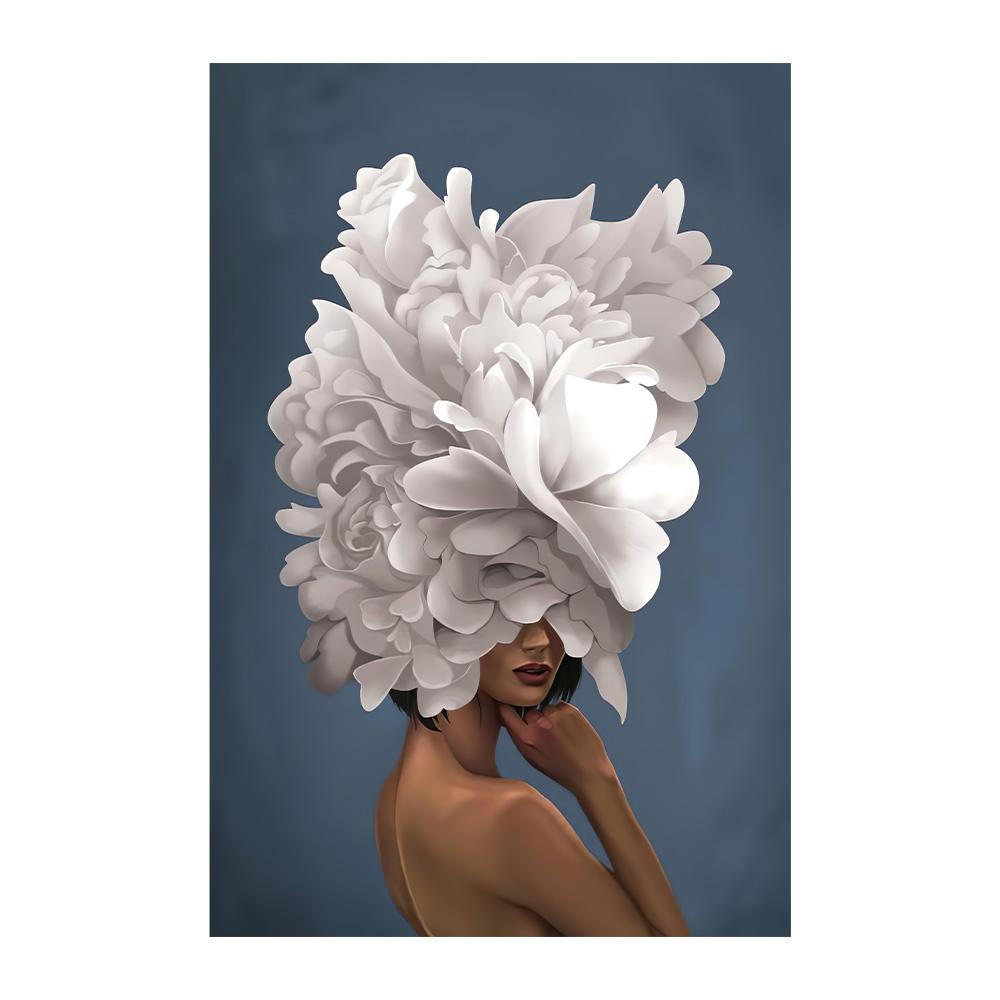 Nordic Flowers Head Woman Canvas Paintings On the Wall Art Posters And Prints Feather Girls Wall Pictures Home Decoration
