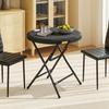 Foldable Round Garden Table for 4, Outdoor Dining Table with HDPE Tabletop and Steel Frame, 80 x 80 x 73 cm, Dark Grey