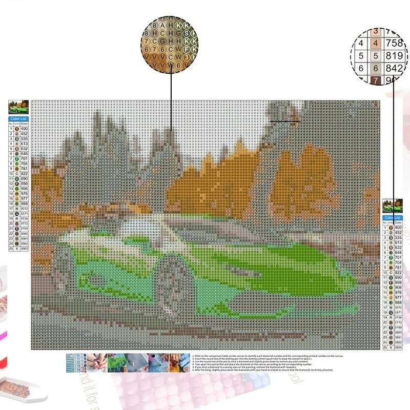 Set de pictură cu diamant 5D DIY, kituri de broderie pentru mașini, artă de perete cu stras 5D, decorațiuni interioare și accesorii pentru hobby