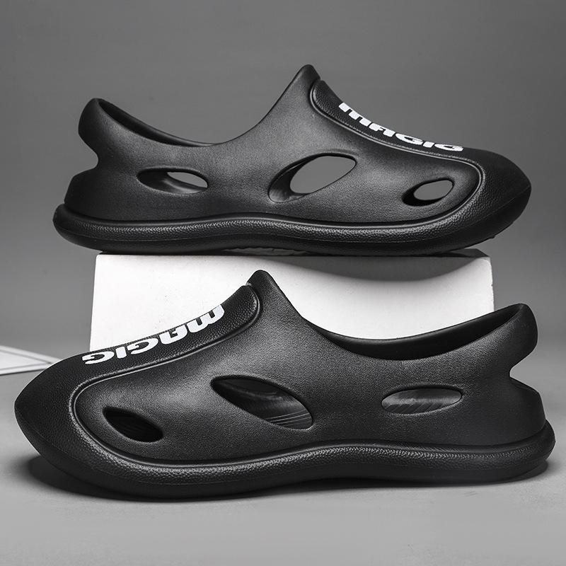 

Summer shit feeling outside slippers men s outdoor beach trend heightened platform sandals breathable large size hole shoes 39 чёрный