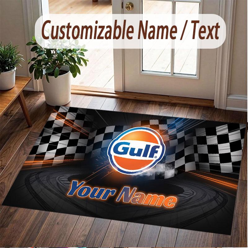 Custom Rug Gulf Pattern Print Name Text Soft Non‑Slip Floor Carpet for Home Indoor Decoration