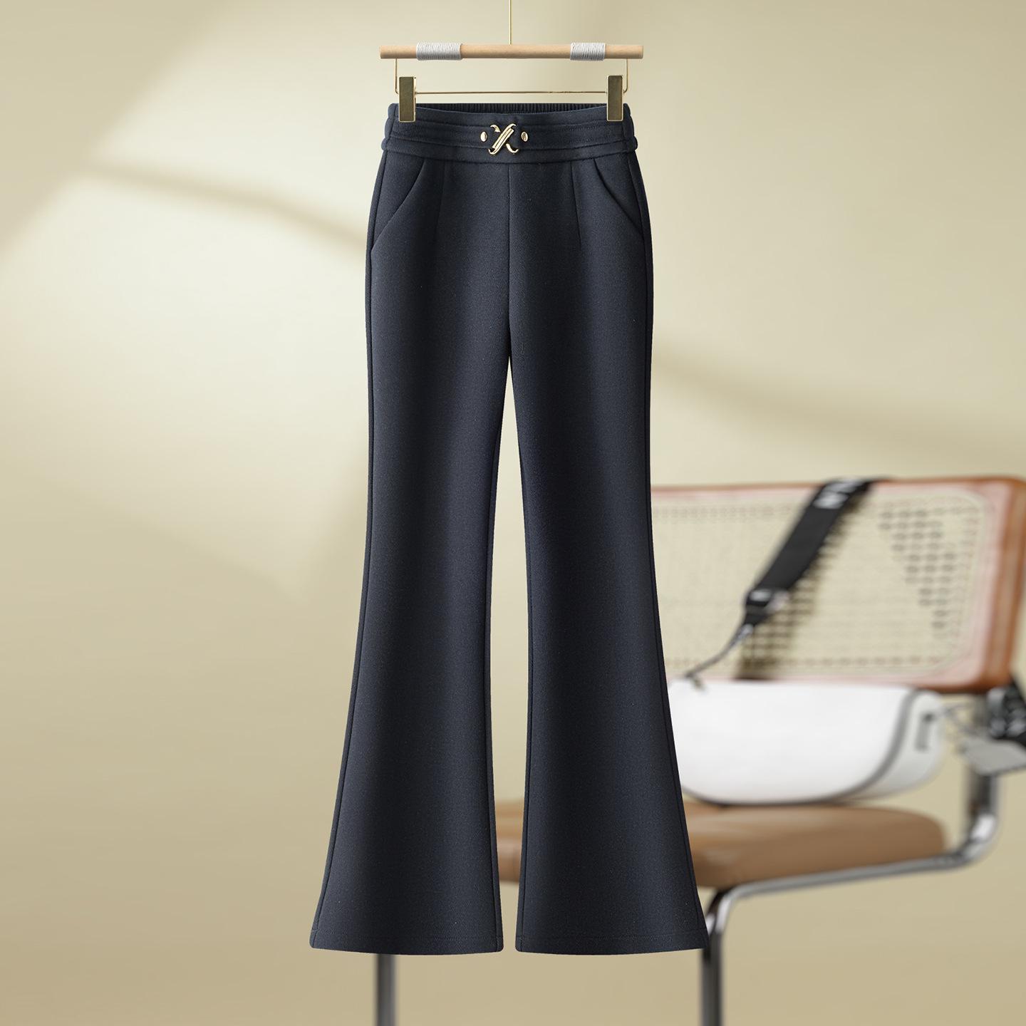 

2026 Autumn Slimming Micro-Flare Woolen Pants - Popular Women s Long Straight Leg Style 29 (120-130 jin) черный серый