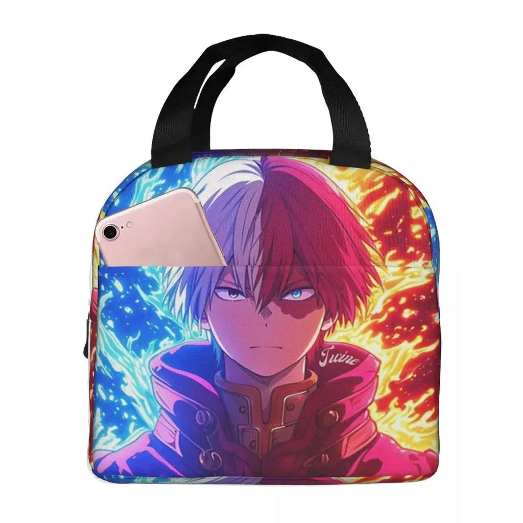 Academia My Hero Todoroki M6 Insulated Lunch Bag for Kids School Cooler Thermal Food Box Tote Portable Lunch Boxes Container
