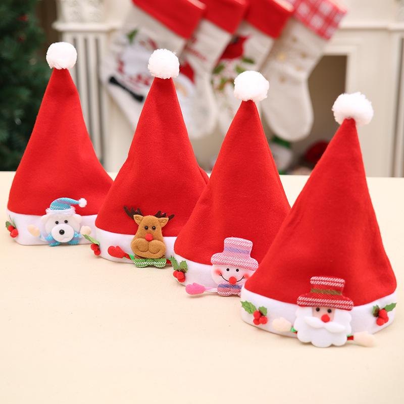 Christmas Decorations Red Children's Fingers Old Man Christmas Hat Christmas Gift Children Cartoon Christmas Hat Handmade