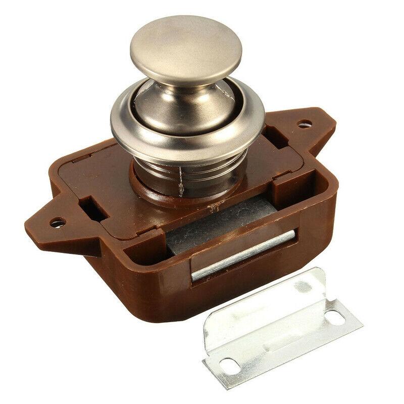 Latch Knob Push Button Lock Cupboard Cabinet Camper ABS & Zinc Latch Useful