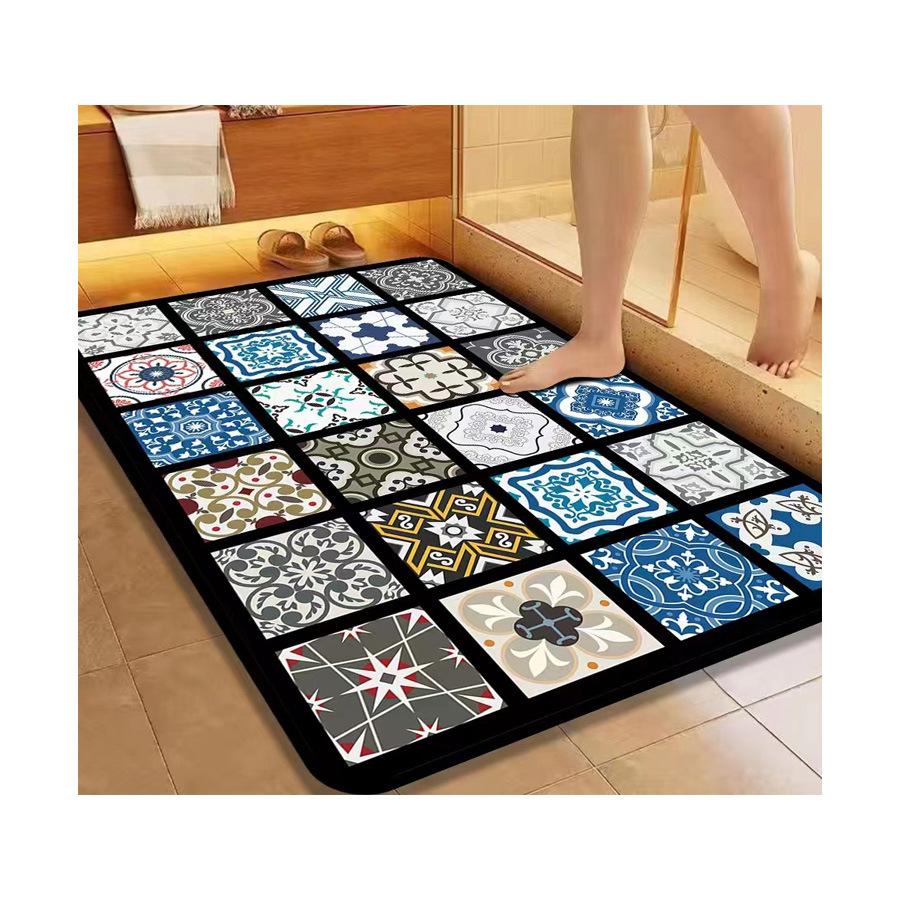American Flower Diatom Mud Floor Mat, Bathroom Non-Slip And Dirt-Resistant Absorbent Floor Mat, Toilet Quick-Drying And Easy To Take Care Of