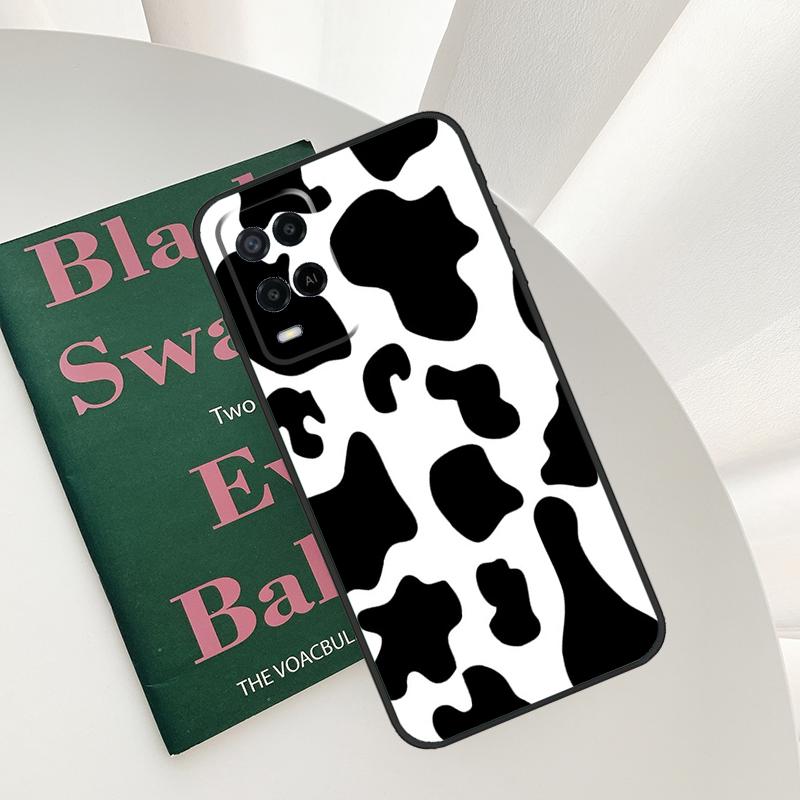 White Black Cow Print For OPPO A5 A6 Pro A15 A17 A77 A16 A76 A96 A18 A38 A58 A78 A98 A54 A74 A94 A40 A60 A80 Case