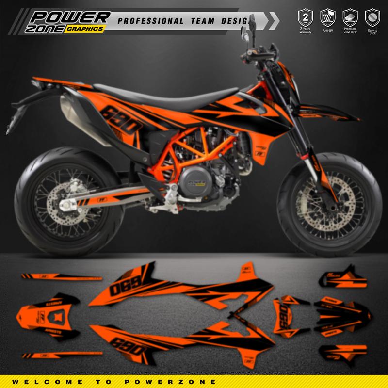 PowerZone Custom Team Graphics Backgrounds Decal Stickers For KTM 19-21 SMC-R 690 Numebr Name Custom