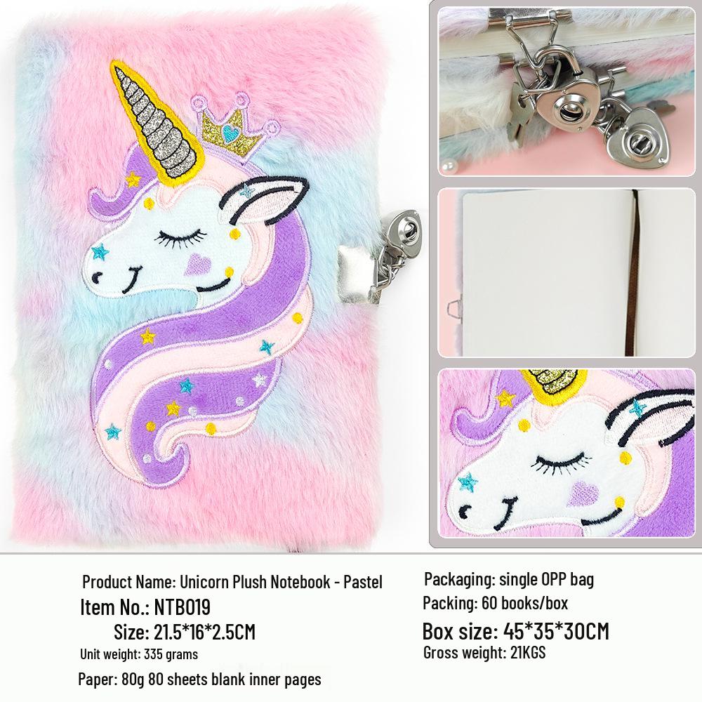 Unicorn Plush A5 Lined Notebook – Rainbow Embroidery & Sequins Diary Book