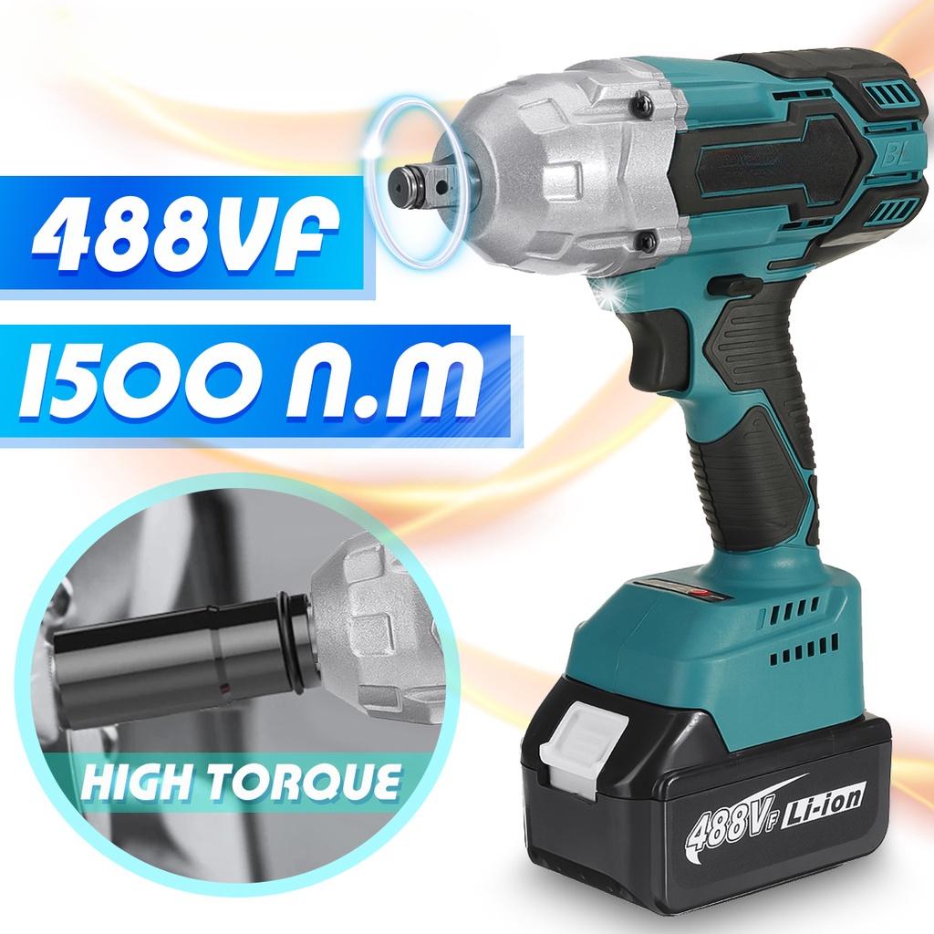 488Vf 1500N.m 1/2 Socket High Torque Brushless Wrench Cordless Electric Impact Wrench Power Tools For 18V Battery