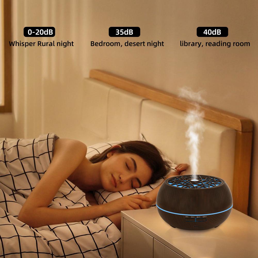 550ml Large Room Essential Oil Diffuser with 6 Premium Oils Remote Control 7 Color LED Light, Auto Timer Perfect for Home, Offi