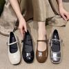 Dameneinzelne Schuhe Mary Jane flacher Mund neu Fee Französisch 2025 Frühling Koreanische Version eckiger Kopf Wind weiche Sohle Doudou Schuhe