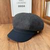 New tweed beret cap women's color matching brim octagonal hat newsboy hat autumn and winter retro versatile hat wholesale