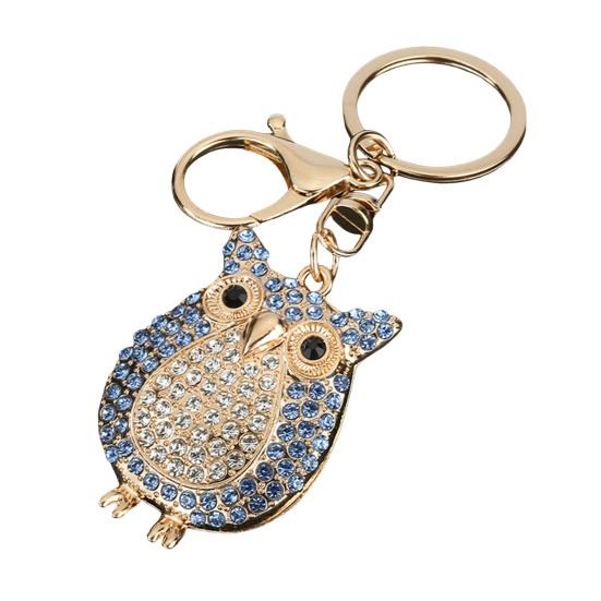 Rhinestones Owl Keychain Exquisite Owl Crystal Keychain with Rotating Lobster Clasp Elegant Bag Charms