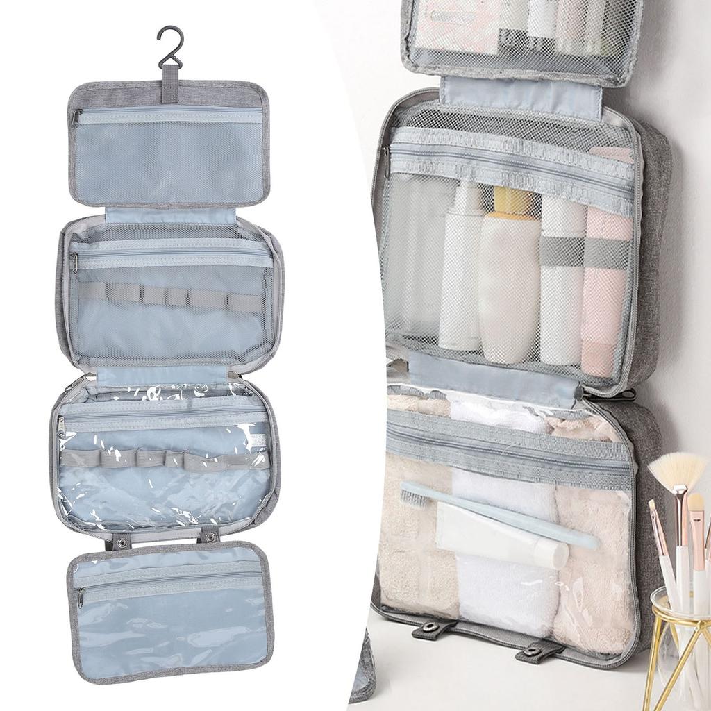 Hanging Toiletry Bag Large Capacity 4 Grids Waterproof Foldable Travel Makeup Bags for Outdoor Travelling Business Trip