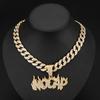 European and American Hip-hop Retro Flame Letter Pendant Men's Necklace Niche Personality Fashion Full Diamond Letter Versatile Necklace