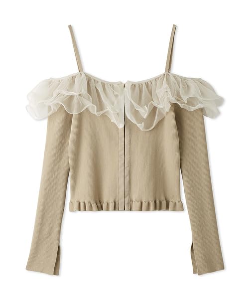 FRAY Ruffle Knit FWNT251028 I.D. Women's Off-the-Shoulder (BEG)