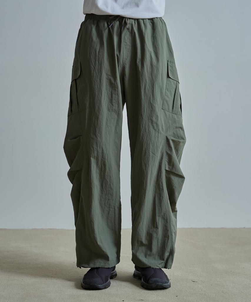 BALLUTE Curved Line Parachute Cargo Pants (Olive)