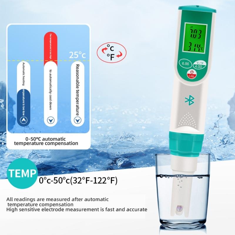 Pocket Meter Water Quality Tester for Swimming Pool Agriculture Temperature Meter 0-14PH Digital Tester Pen Portable