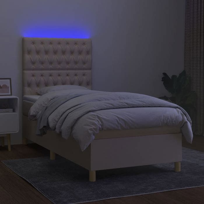 Maison Exclusive - Sommier à lattes de lit et matelas et LED Crème 100x200cm Tissu
