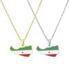 Stainless Steel Somaliland Map Pendant Retro Necklaces National Style Flag Map Dripping Oil Clavicle Chain Jewelry Gift
