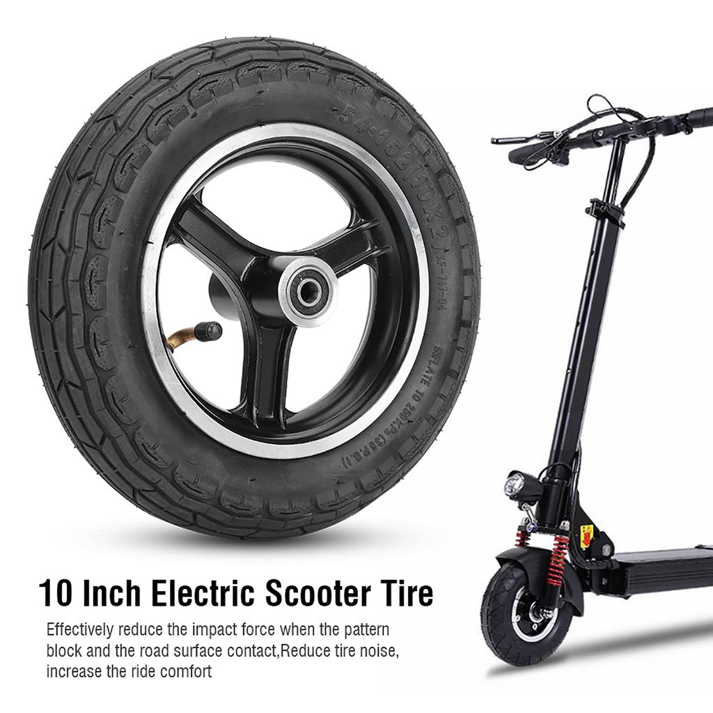 10 Inch Rubber Inflatable Electric Scooter Tire Aluminium Alloy Front Wheel Hub Symmetric Figure