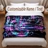 Music General Theme Soft Blanket Personalized Custom Name Text Print Warm Blanket Home Sofa Bedroom Decor