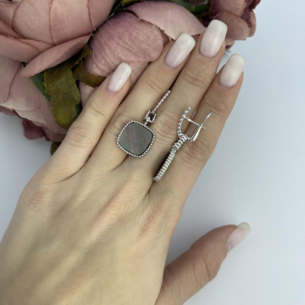 Silver Earrings with Natural Mother-of-pearl (2109877)